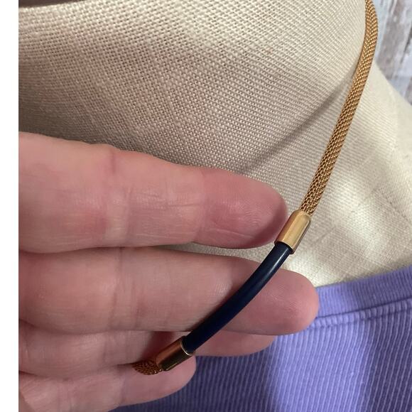 Vintage Sarah Coventry Navy Blue & Gold Necklace - Picture 4 of 10